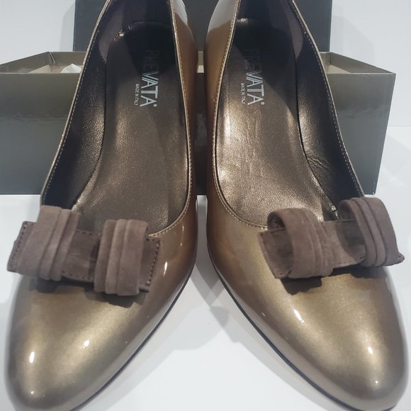 NIB ✅ PREVATA Italian Leather Heel Shoes 9 Taupe  ✨ NEW WITH BOX - Picture 3 of 14